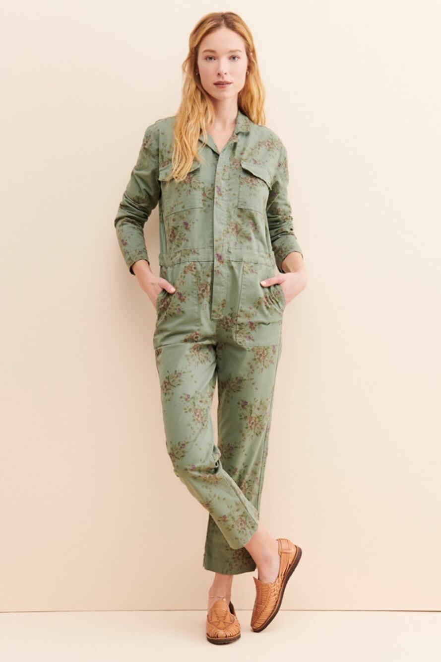 Driftwood Carley Coveralls Green Olive Jumpsuit Sz M Cotton Spandex Nice!